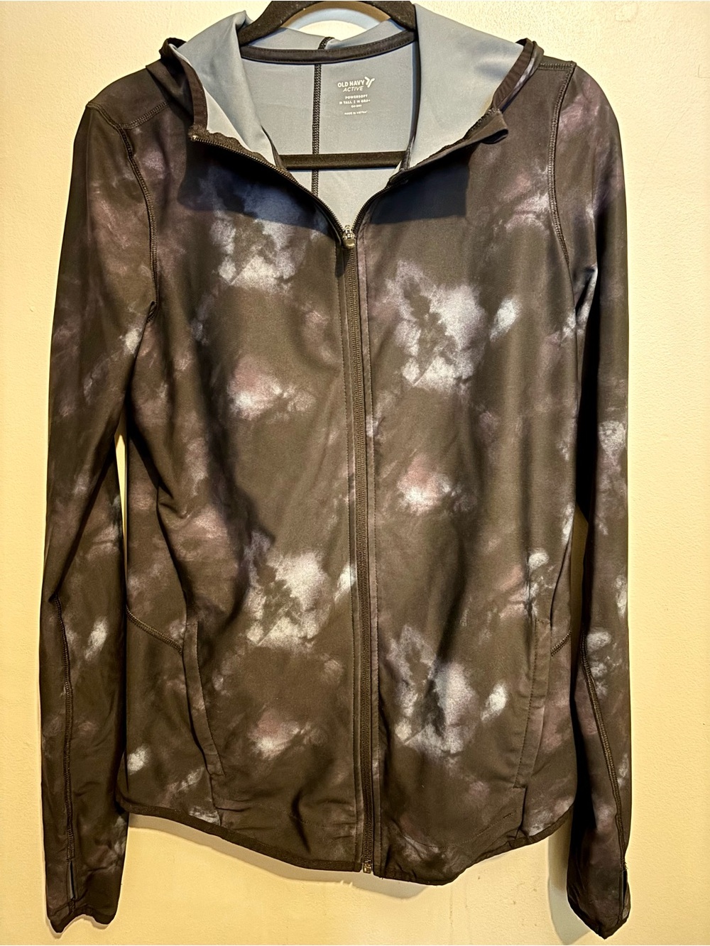 Old Navy Black Tie-Dye Hooded Running Jacket